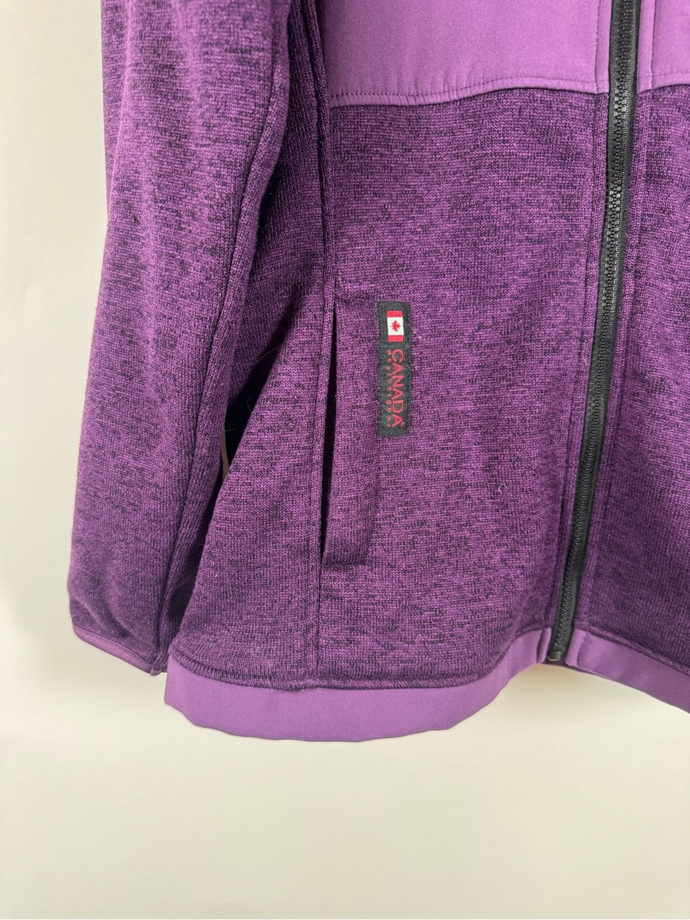 Canada Weather Gear M Purple Fleece Softshell Hooded Jacket Full Zip Gorpcore - Picture 4 of 12